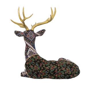 Spirit Sitting Patchwork Deer in Floral Fawn