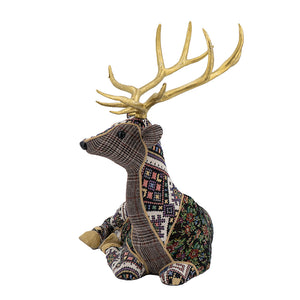 Spirit Sitting Patchwork Deer in Floral Fawn