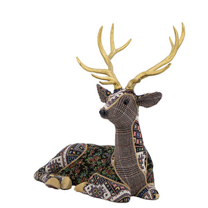 Spirit Sitting Patchwork Deer in Floral Fawn