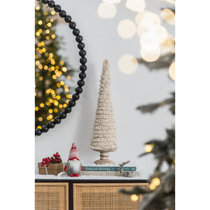 21.5" Fringed Cone with Wooden Base