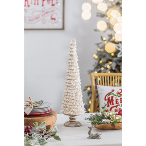 21.5" Fringed Cone with Wooden Base