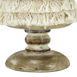 21.5" Fringed Cone with Wooden Base