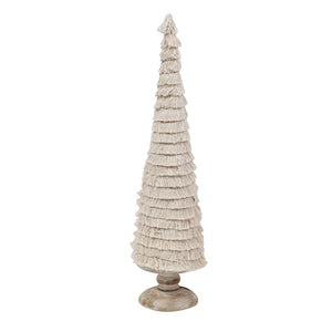 21.5" Fringed Cone with Wooden Base