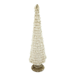 21.5" Fringed Cone with Wooden Base