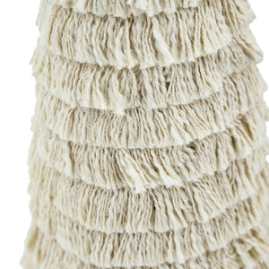 21.5" Fringed Cone with Wooden Base