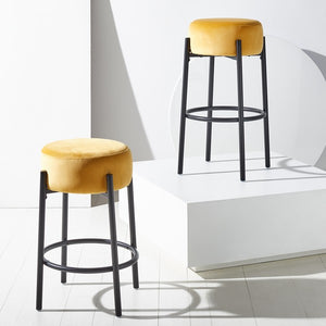 Paisleigh Metal Leg Barstool in Mustard