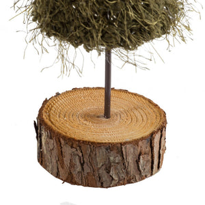 Furry Pine Tree with Rustic Log Base