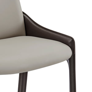 Stella Set of 2 Faux Leather Dining Chairs in Taupe/Dark Brown