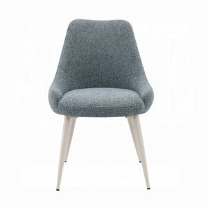 Laela Set of 2 Side Chairs in Light Blue Boucle