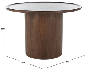 Devin Round Pedestal Dining Table in Walnut