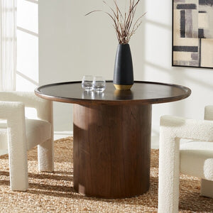 Devin Round Pedestal Dining Table in Walnut