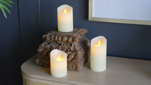 Set of 3 Ivory LED Candles with Remote Timer