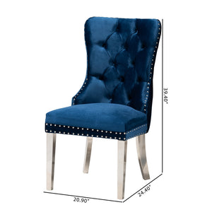 Honora Set of 2 Dining Chairs in Blue Velvet