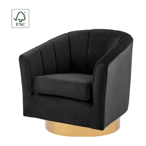 Natasha Swivel Accent Arm Chair in Alamo Black